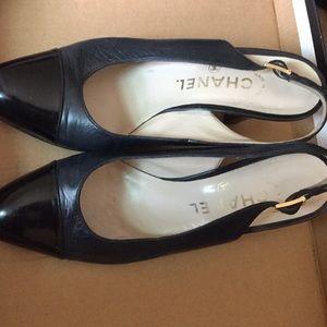 Black Chanel heels size 6 and a half